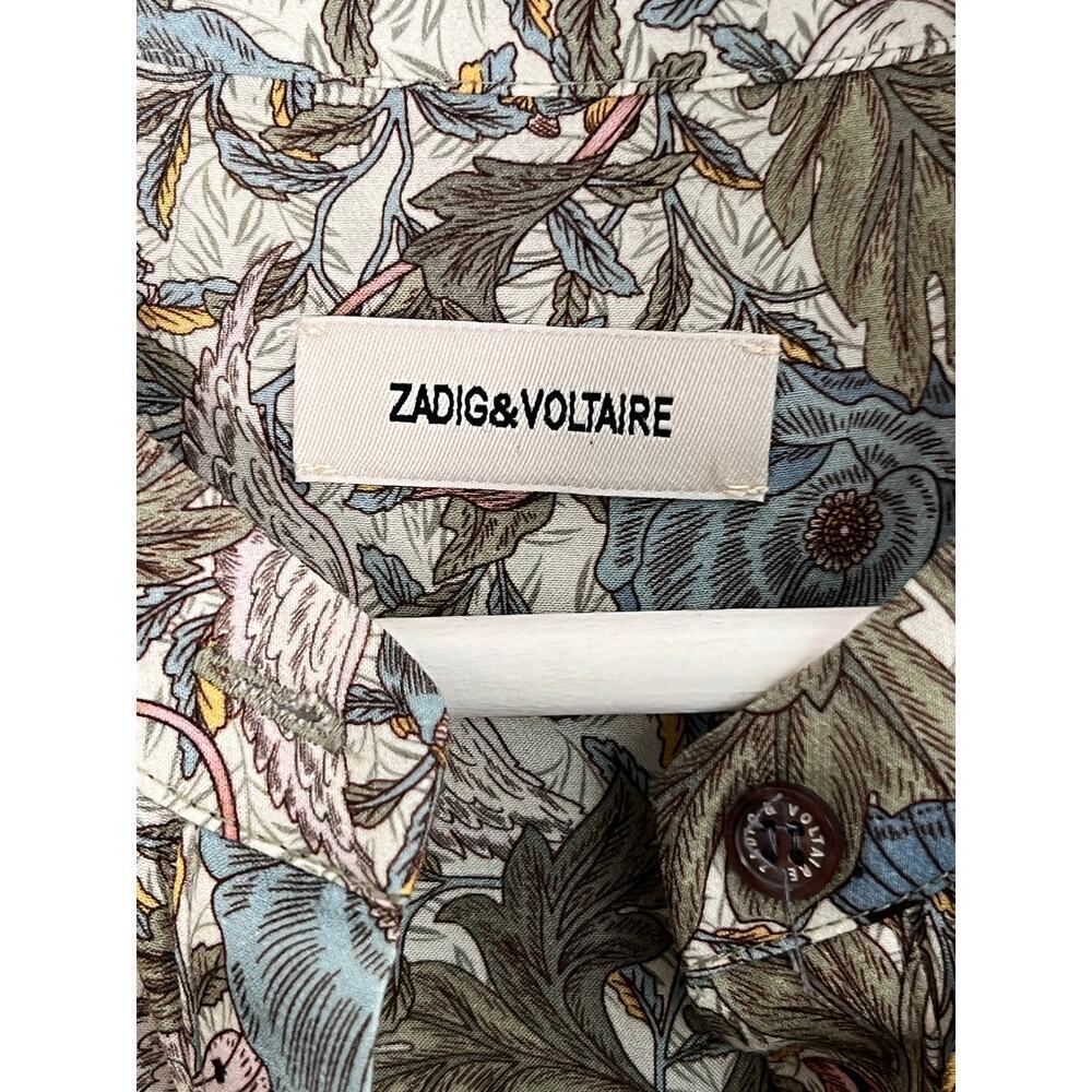 Zadig & Voltaire Printed High-Low Dress in Sage and Cream - Picture 9 of 14